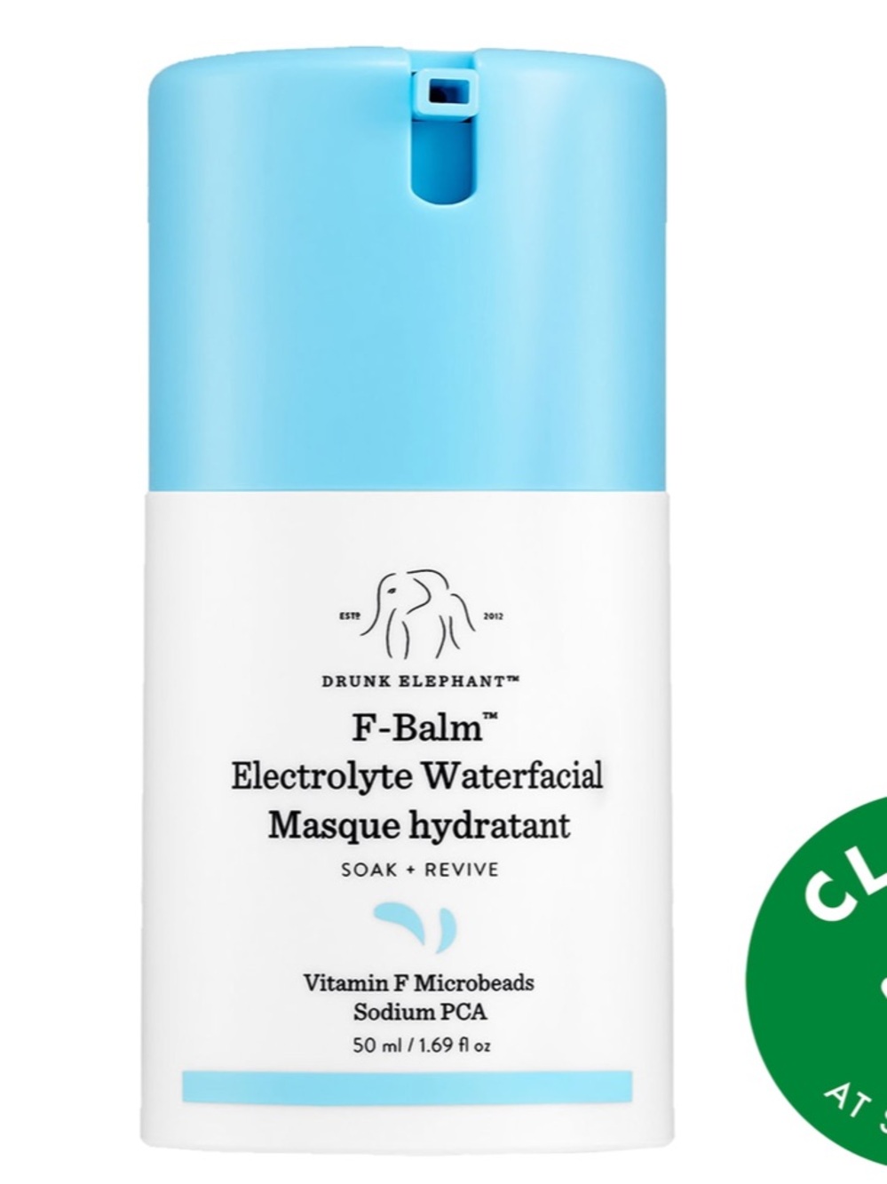 Drunk Elephant F-Balm Electrolyte Waterfacial Masque - Light Blue and White